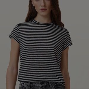 All Saints black & White Striped T-shirt